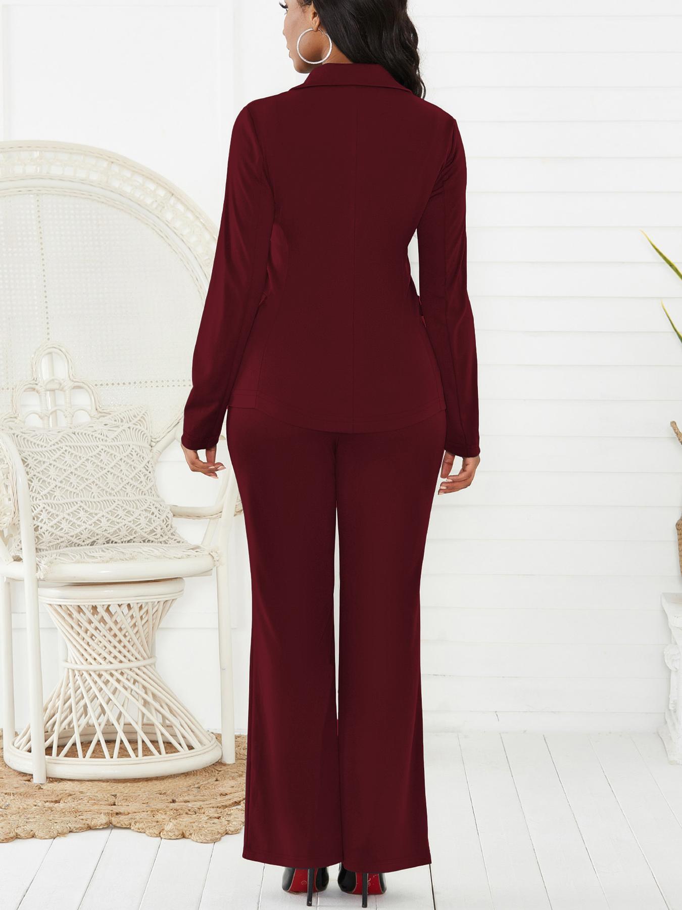 Women's Two-Piece Matching Set, Plain Button Lapel Fitted Blazer & Suit Pants, Chic Elegant Business Casual Long Sleeve Outerwear & Trousers for Daily Outdoor Wear, Women's Clothing for All Seasons, Essential Business Attire, Work Casual Blazers Women's Two-Piece Matching Set, Plain Button Lapel Fitted Blazer & Suit Pants, Chic Elegant Business Casual Long Sleeve Outerwear & Trousers for Daily Outdoor Wear, Women's Clothing for All Seasons, Essential Business Attire, Work Casual Blazers