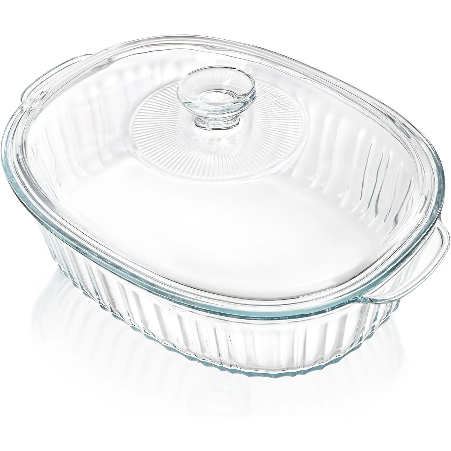 2 Pieces 3Qt Glass Casserole Dish with Lid, Extra Large Oval Glass Baking Pan, Heat-Resistant Covered Lasagna Cookware, Clear Deep Food Container, Mixing Bowl for Cooking, Oven&Microwave Safe