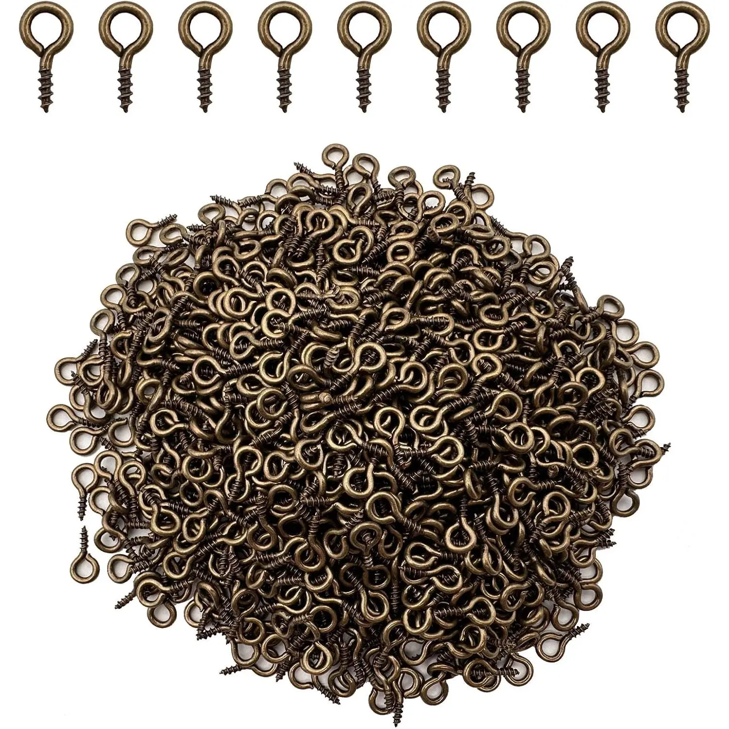 1000 Pcs 10 x 5mm Bronze Small Eye Pins Screws Eyelets Pins for Jewelry Craft Making