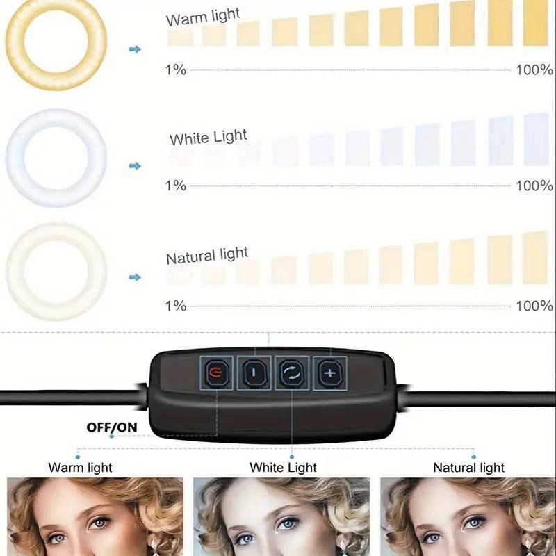 Live Streaming Ring Light for Perfect Makeup, Adjustable Beauty Desk Light for Indoor Photography, Ideal for Tiktok & Mobile Shooting, Led Posing Light