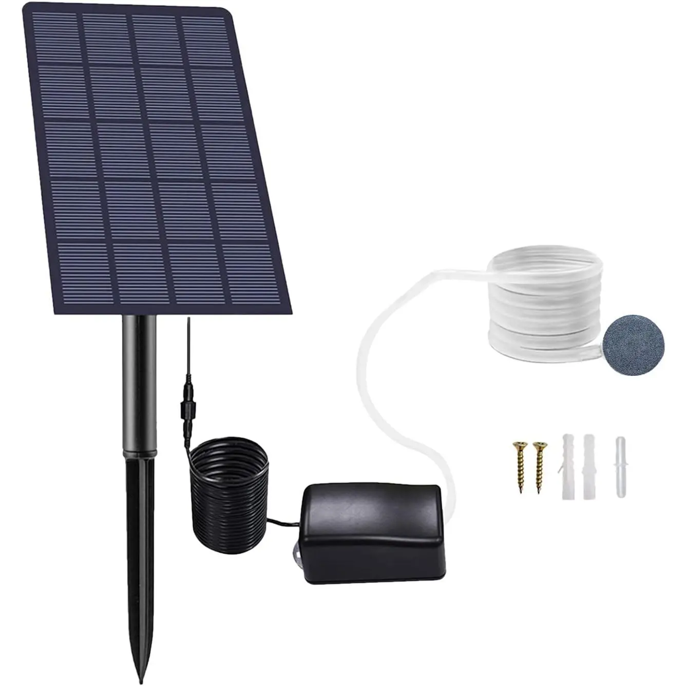 Solar Pond Oxygenator – 2.5W Plug-in Solar Oxygen Pump with Pipe & Air Bubble Stones, Aquarium Aerator for Fish Tank, Garden, Outdoor Pool Pond