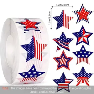 500pcs American Flag Star Sticker Roll  Independence Day Envelope Seals & DIY Party Decor