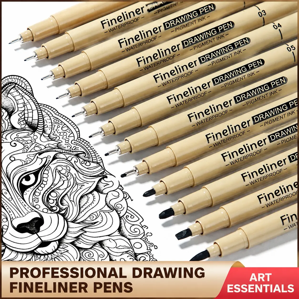 12-Piece Set Drawing Pens, Waterproof Non-Blotting Soft Tip Handwriting Pens, Art Outline Pencils, Ideal for Sketching and Signing