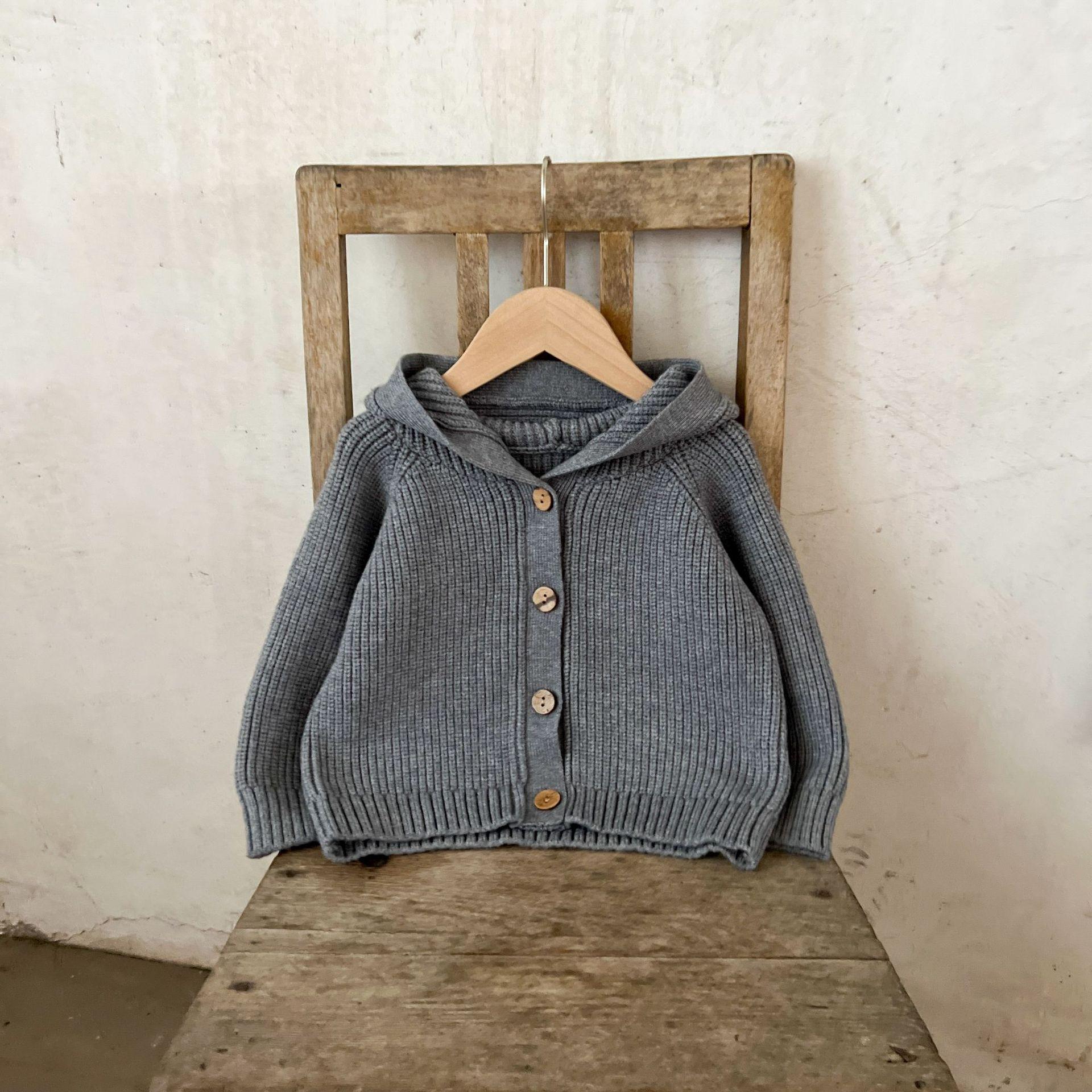 NewNewSweater Boys and Girls Baby Hooded Jacket Autumn and Winter Sweater Cardigan