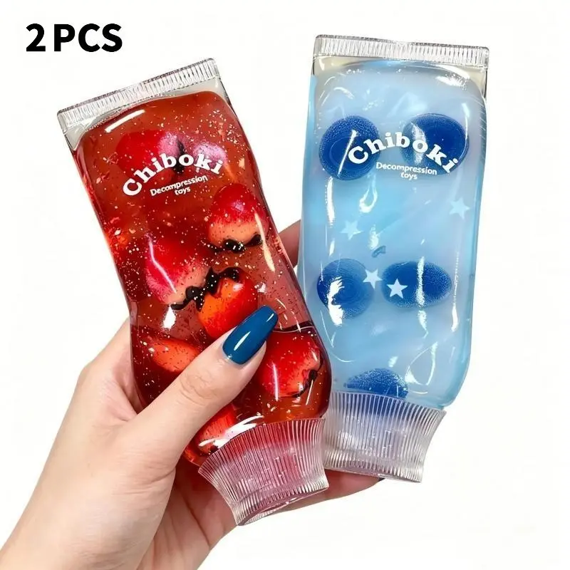 2 4 Pack Fruit Jelly Tube Squishy Original Toothpaste Squeeze Toy Soft Glitter Sensory Fidget Toy Cute Stress Relief Decompression Toy for Kids Adults Glittery Squishies