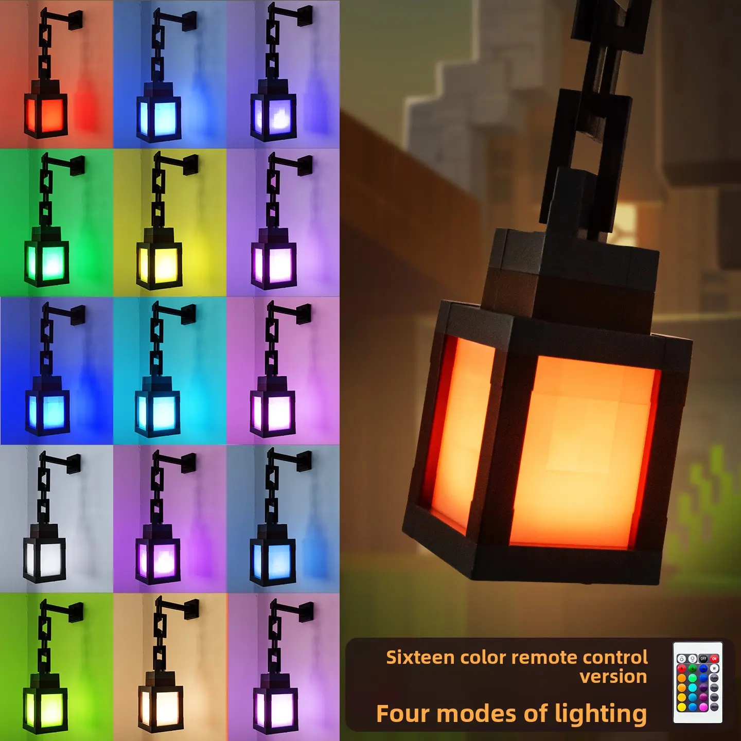 Minecraft Glowing Lantern Night Light Rechargeable Game Flashlight Lamp Children's Bedroom Atmosphere Light Model Decorative Light