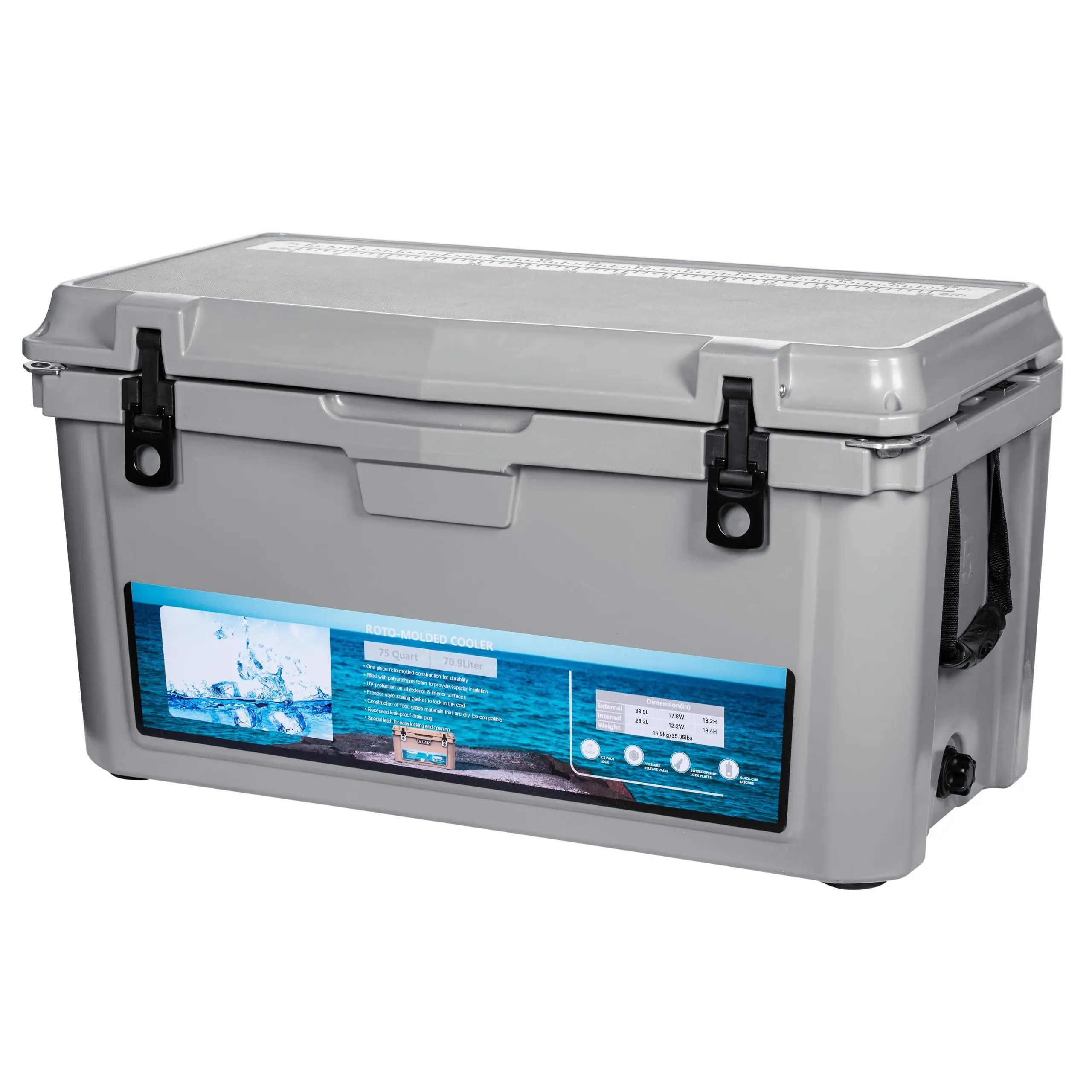 Rotomolded Ice Chest Cooler 45QT to 110QT - Heavy Duty Outdoor Camping Cooler Box with Wheels & Extra Thick Foam Insulation for Fishing, Beach, BBQ