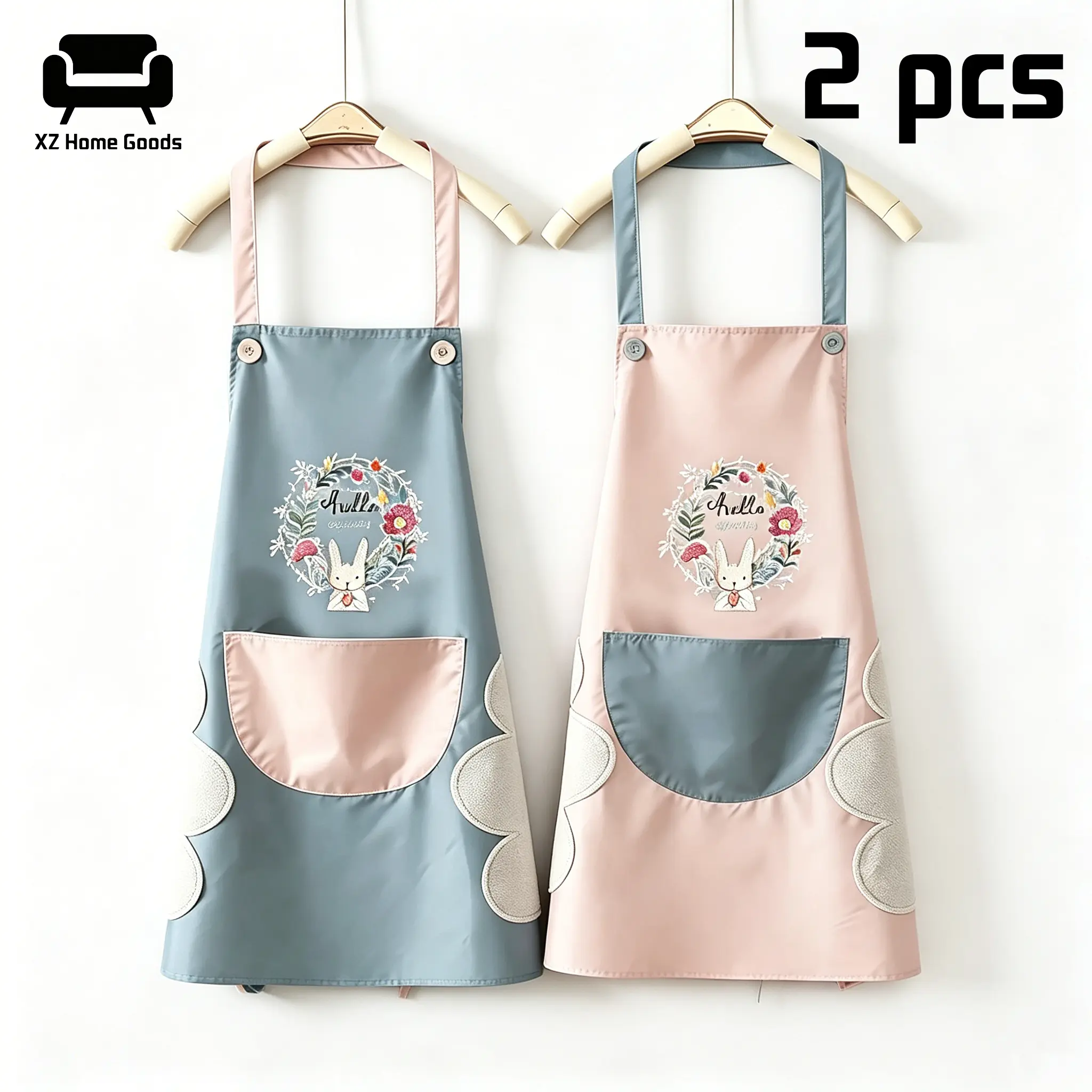 2-piece upgraded kitchen apron for cleaning hands, home kitchen apron, oil resistant, waterproof, men's and women's, adult waist, fashionable coffee jumpsuit, apron for cleaning hands, kitchen cooking apron, adjustable for both men and women