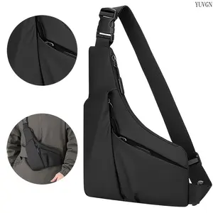 Unisex Slim Anti Theft Sling Chest Bag, Lightweight Multi Pocket Nylon Crossbody Fanny Pack with Adjustable Strap, Casual Sport Travel Daily Waist Purse for Cycling Hiking Outdoor Errands Commute