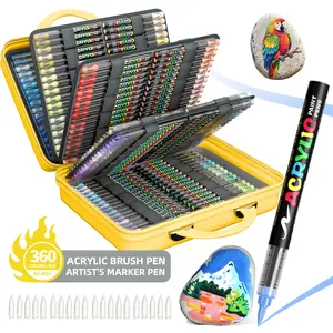 Professional Art Markers Set, 360 Colors, Liquid Acrylic Pens, Soft Tips, Ideal for Painting, Sketching, Layering, Various Materials