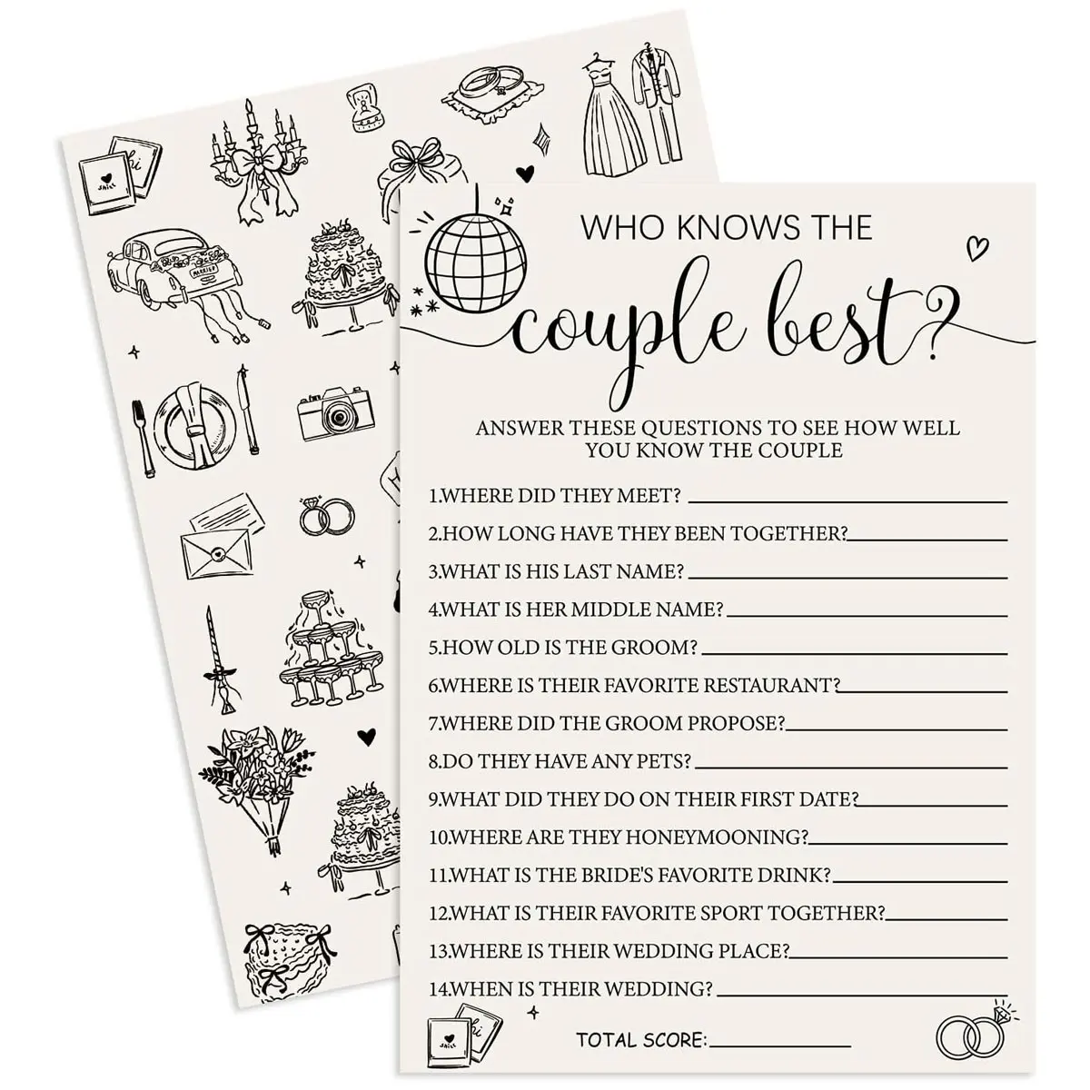Who Knows the Couple Best Wedding Party Game Cards, Bride Departure Party Game Card, Wedding Engagement Party Supplies, Party Game Set