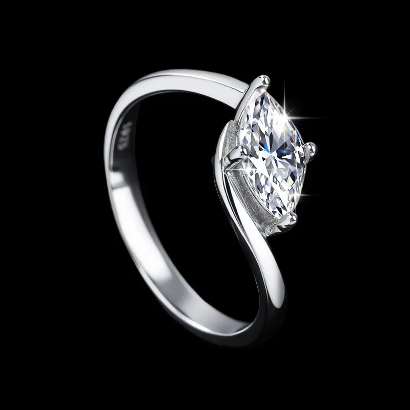 S925 Sterling Silver 1 Carat Oval Moissanite Engagement Rings for Women – Minimalist Solitaire Wedding Band, Light Luxury Statement Rings