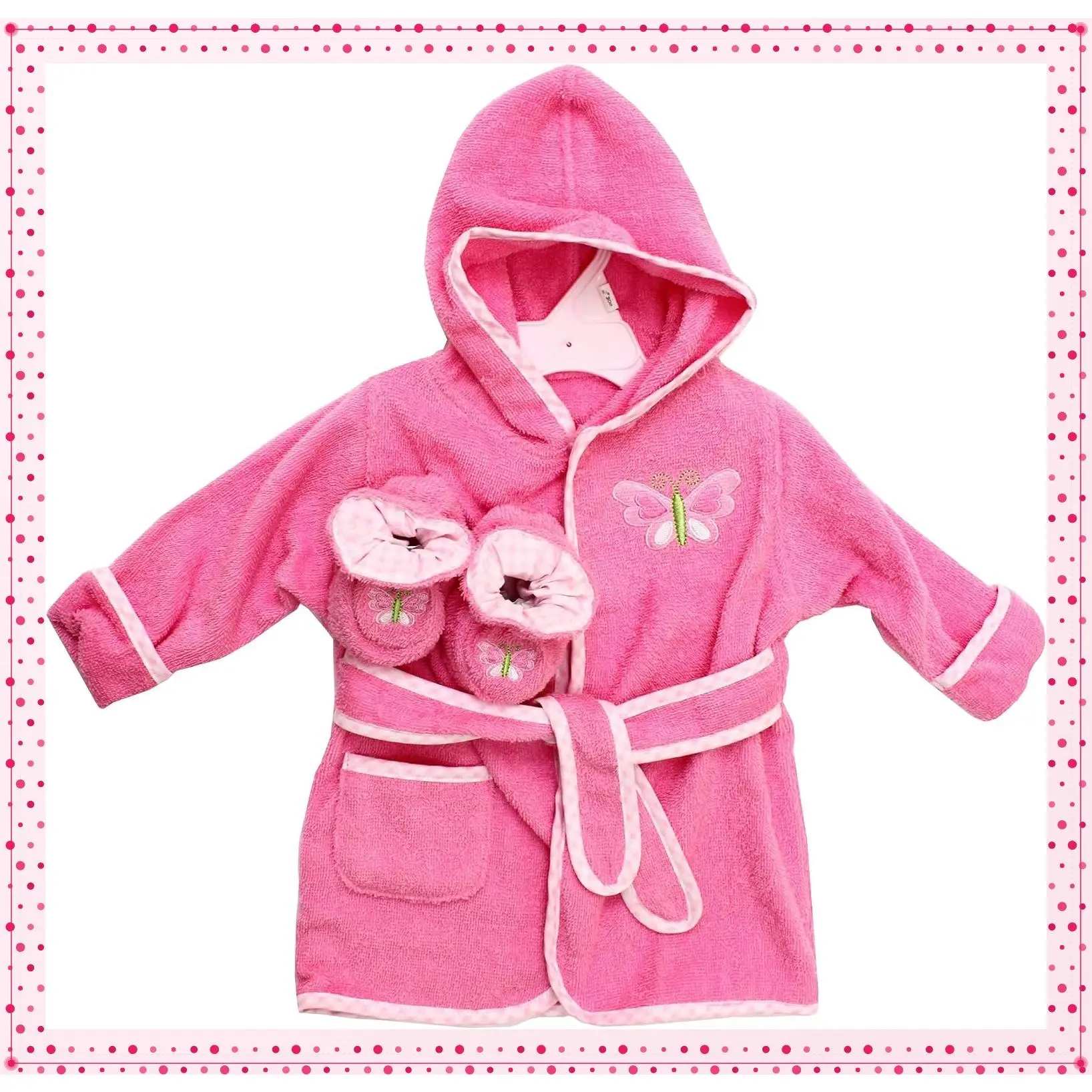 100% Cotton Hooded Terry Baby Bathrobe with Booties – Unisex Baby Shower Gift for Girls and BoysGift