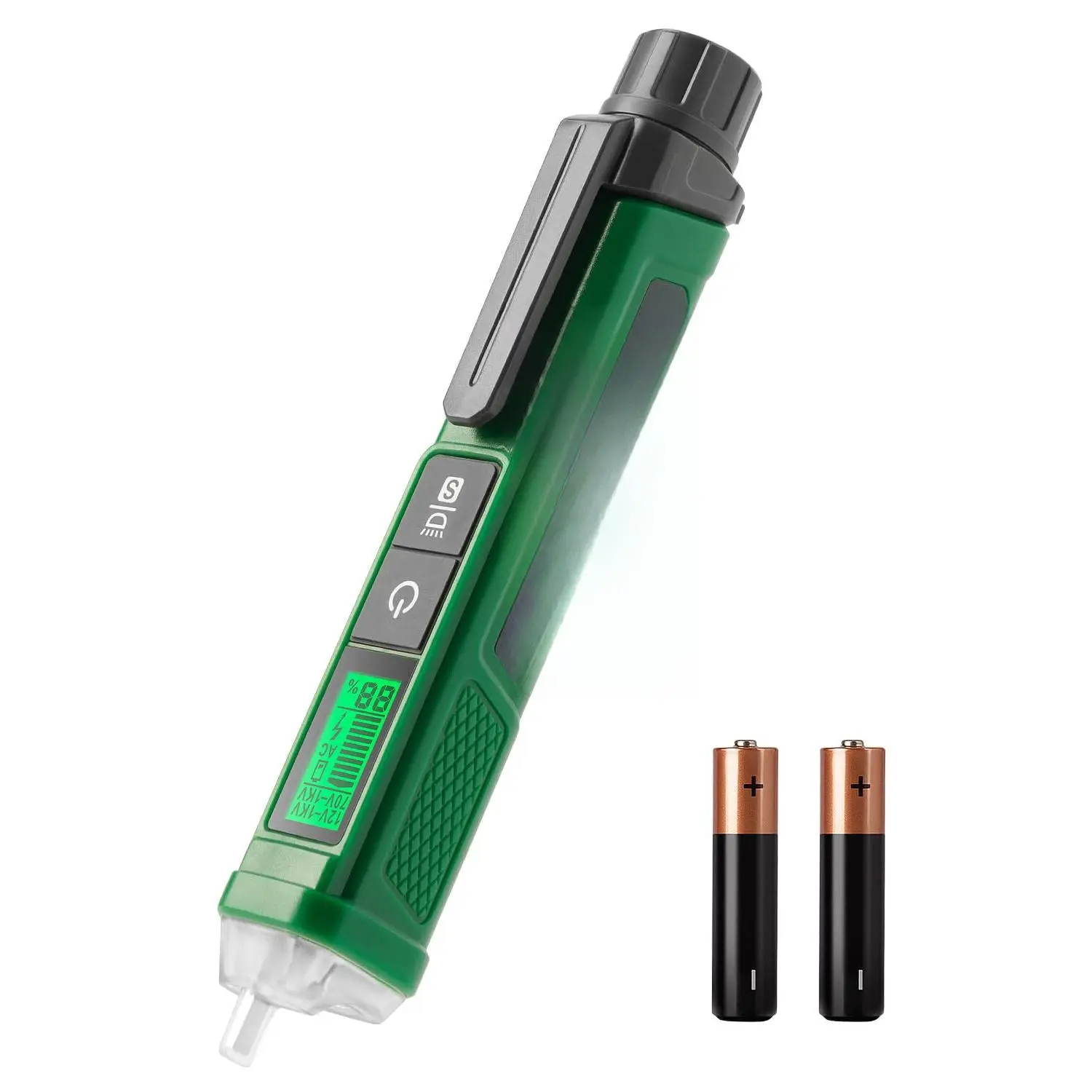 Voltage Tester, TN-213 Non-Contact Voltage Detector, Electrical Tester, AC 12V-/70V-1000V, Dual-Range, LCD Display in Percentage, Buzzer Alarm, Live Wire Test, Wire Breakpoint Finder - Green