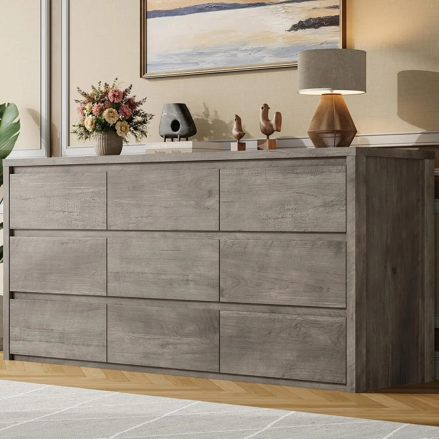 GARVEE Wood 9-Drawer Bedroom Dresser, Wide Large Chest of Drawers for Indoor Storage Needs GARVEE Wood 9-Drawer Bedroom Dresser, Wide Large Chest of Drawers for Indoor Storage Needs