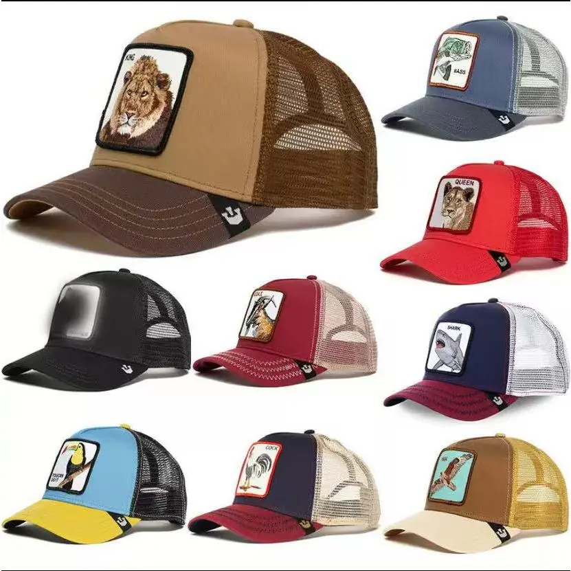 Trucker Hat with Animals Embroidery, Lightweight Baseball Cap with Breathable Mesh Back and Toucan Patch for Men & Women, Mesh Fabric, Breathable Back, Outdoor Wear, Multiple Colors, Monkey, Snug Fit, Adjustable Snap