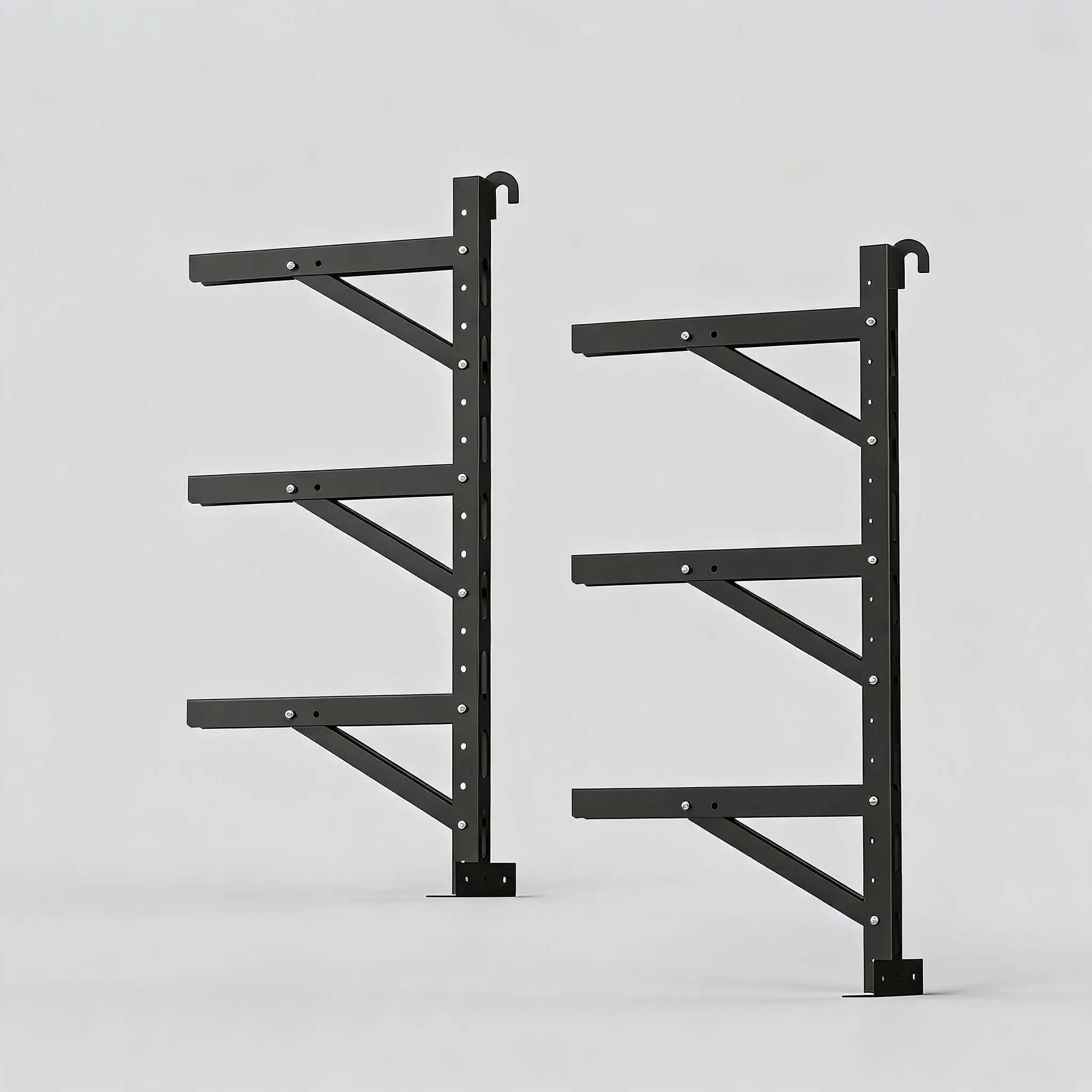 Carbon Steel Shipping Container Shelving Brackets - 2-Pack Pair, 3-Tier Adjustable Hangable Supports - No-Drill Installation Vertical Storage Rack for Container Walls, 1100 lb Heavy-Duty Capacity, 1100 Lbs, 22X46.5 In
