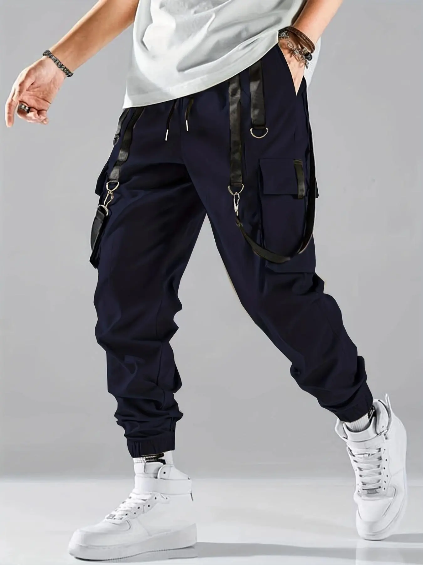 Men's Solid Flap Pocket Drawstring Waist Cargo Pants, Regular Fit Fashion Casual Trousers for Daily Wear, Men's Cargo Pants, Summer Outfits 2024 for Work, Streetwear Pants, Casual Wear Bottoms, Casual Pockets