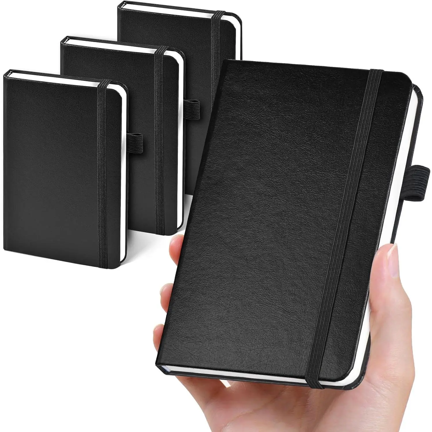 3 count Pocket Small Notebook Journals for Women Men, 480 Lined Pages Hardcover Mini Notebooks for Work Travel, 3.7”x5.7” Small Pocket Notepad, Little Cute A6 Notebook for Note Taking,Black
