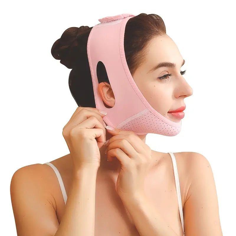 Reusable V-shaped Face Lifting Belt, Breathable Face Lift Band, Soothing & Comfy Facial Firming Strap, Face Bandage for Women & Men