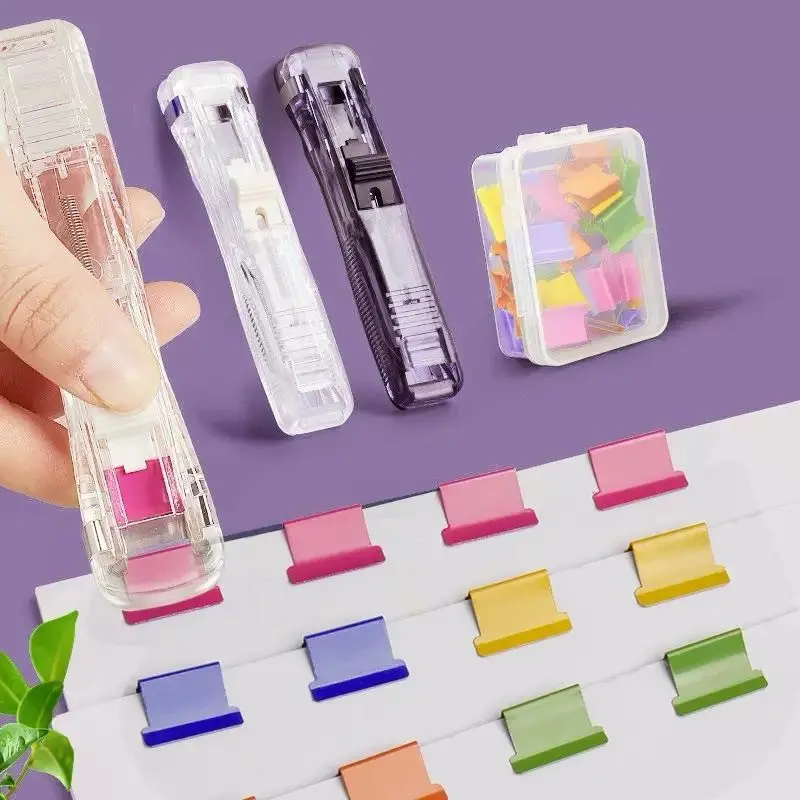 Reusable Creative Stapler, Press-Down Stapler, Paper Clipper, Dispenser, Holds 40 Sheets, Office Supplies, School Essentials, Office Accessories
