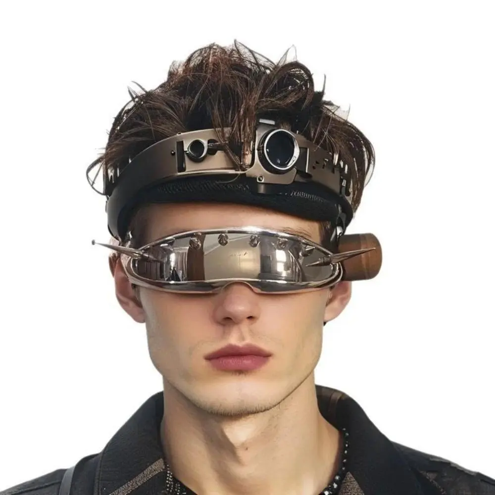 Halloween Cycling SunGlasses Cyberpunk Futuristic Goggles Rivet glasses for Men Women Vintage Individuality Trendy Metal Party