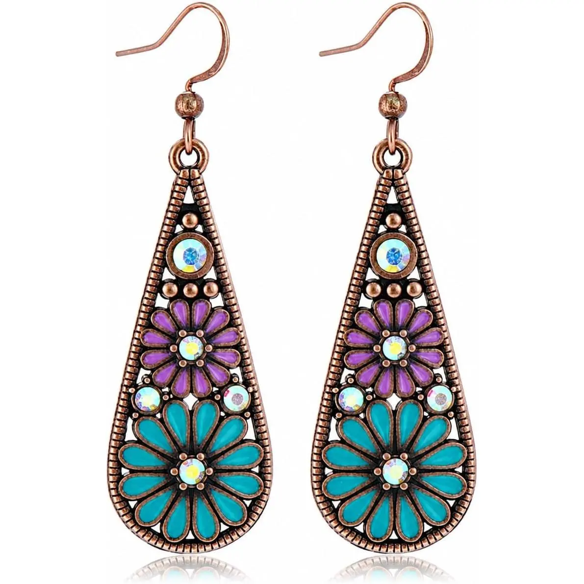 Colorful Green Teardrop Earrings for Women - Bohemian Style Enamel Dangle Earrings Lightweight Fashion  for Daily/Wedding/Party