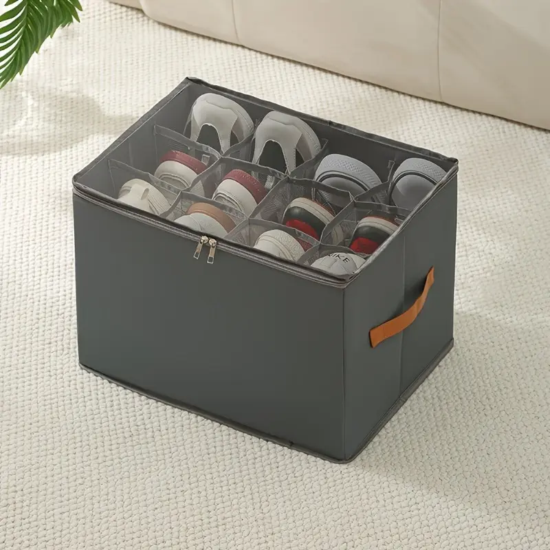1 Foldable Oxford Cloth Shoe Box with Lid - Dust Storage Box, Suitable for Shoes, Clothing and Accessories, Multifunctional Home Finishing