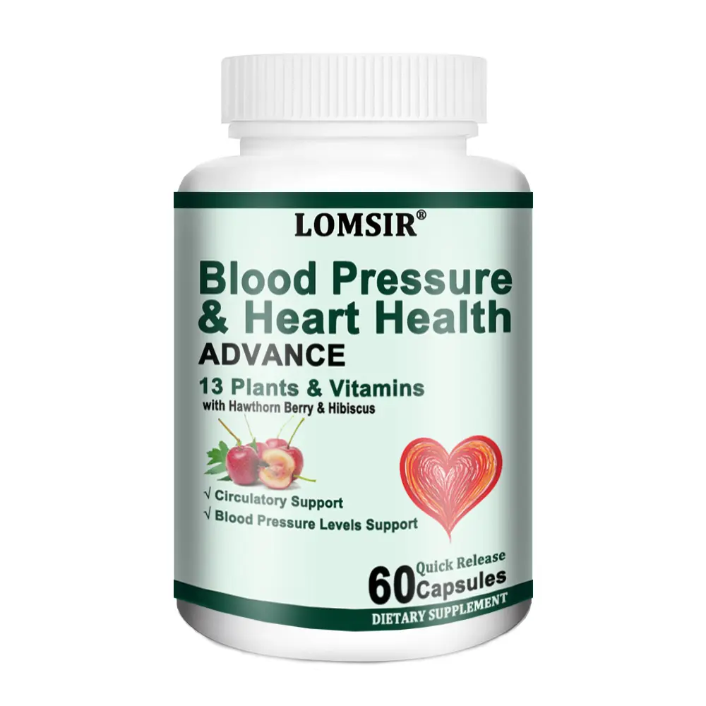 Heart Health Blood Pressure Support Supplement - Support Blood Pressure & Healthy Circularity Naturally with Hawthorn Berry & Hibiscus - 60 Capsules