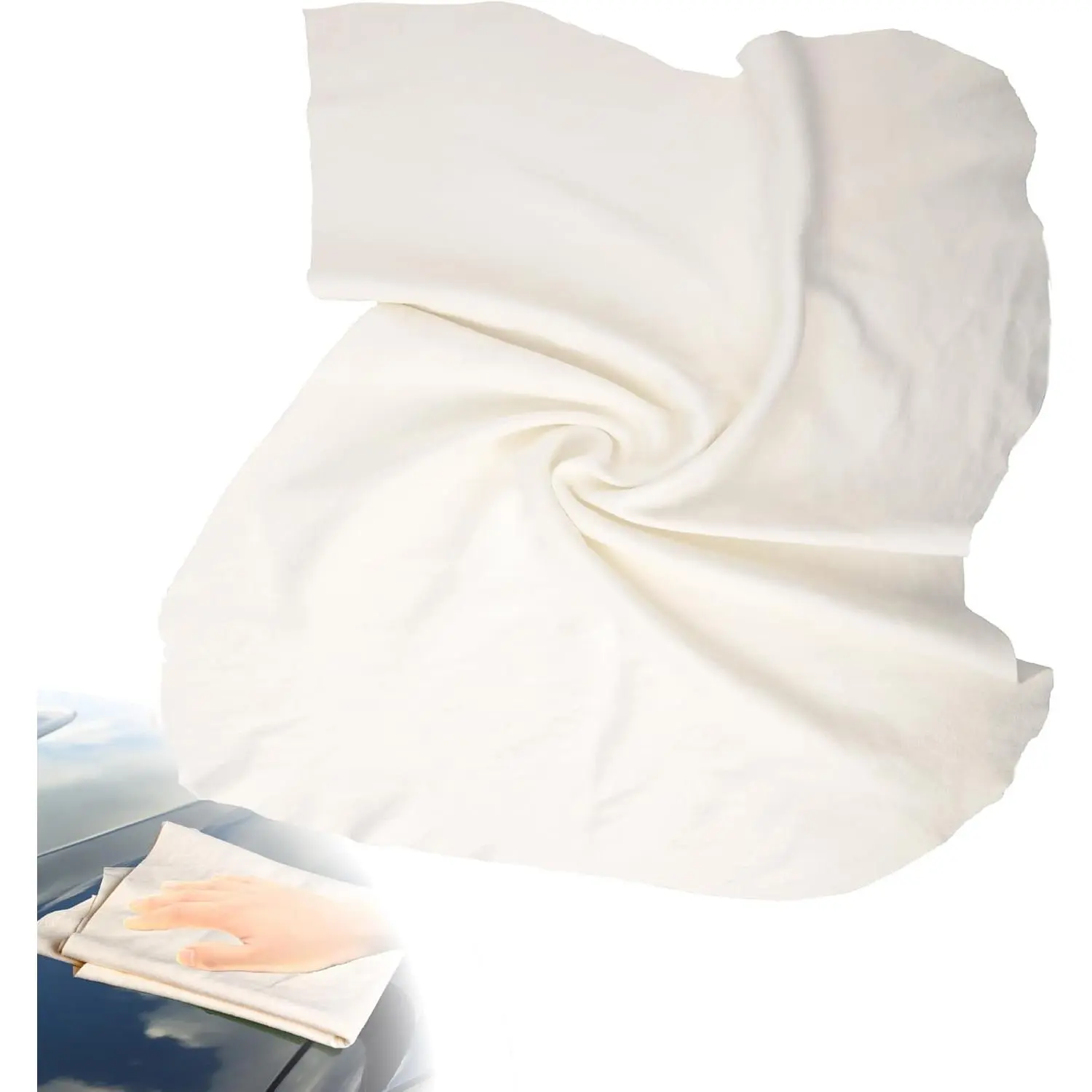 15" x 25" Real Leather Reusable Absorbent Chamois Shammy Towel for Car Drying Window Glass Cleaning Home Use