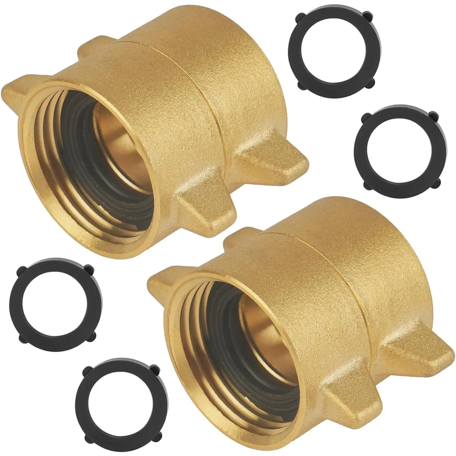 2 Pack Garden Hose Female to Female Hose Adapter with  Swivel, Solid Brass, 3/4" GHT Hose Connector/Coupler for Male Hose, with Extra Washers