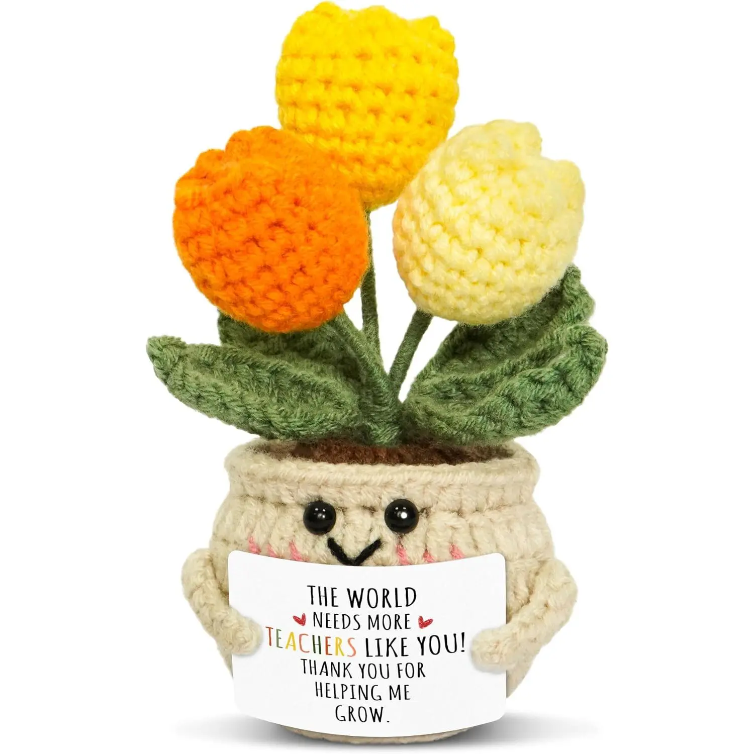 Teacher Appreciation Gifts for Women Men - Handmade Positive Tulip Crochet Flowers - Teachers Day Graduation Birthday Thank You Appreciation School Retirement Gifts for Teachers from Student