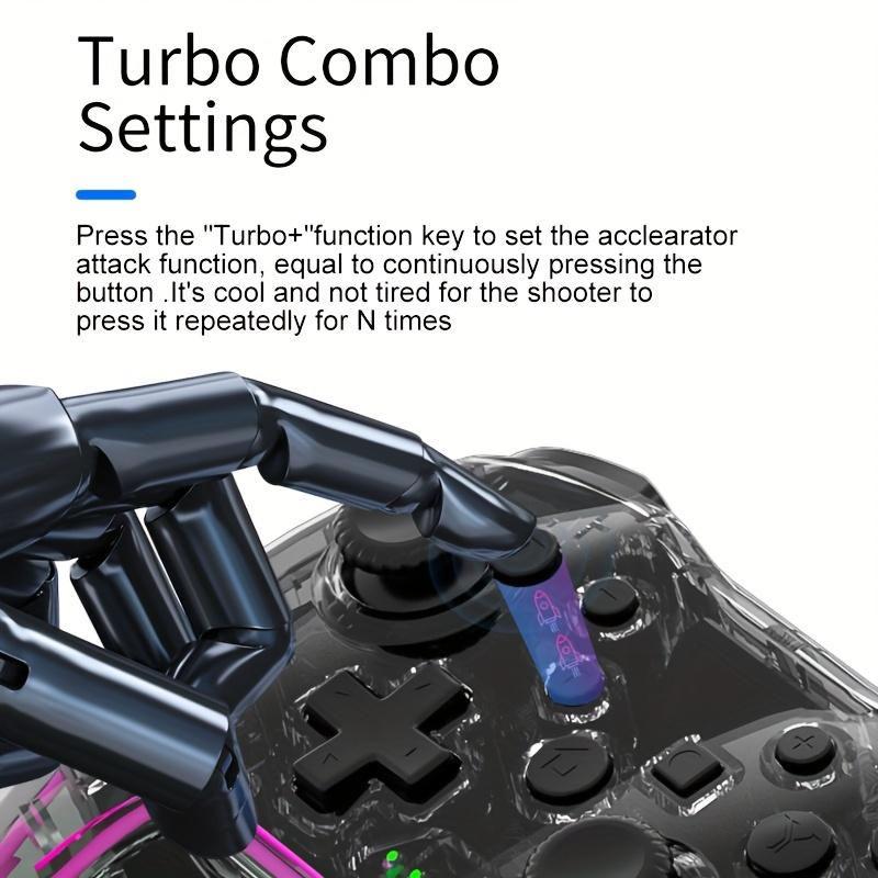 Wireless Arcade Game Controller/Suitable for Switch/RGB Gaming Lights/Fully Transparent Design/Six-Axis Gyroscope/One-Button Wake-Up