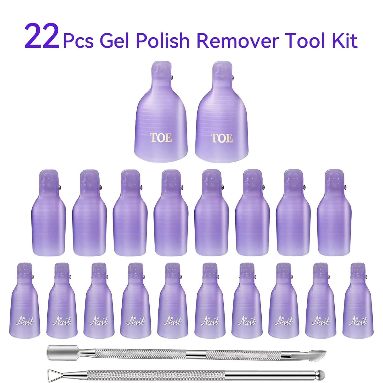 22pcs Reusable Manicure Nail Removal Set, Hand Nail Removal Plus Foot Clip with Cuticle Pusher Nail Removal Planer Set, Formaldehyde-Free Manicure and Pedicure Care Tool Set