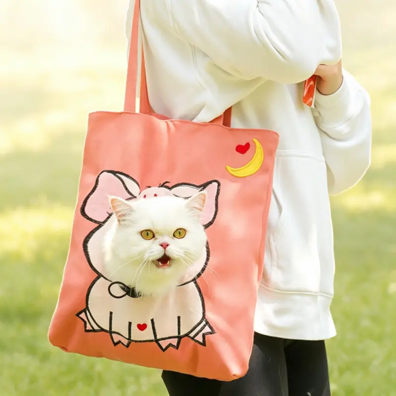 Cartoon Pet Shoulder Carrier Bag, Portable Single Shoulder Travel Bag for Small Cats & Dogs, Breathable Puppy Kitten Carry Tote Handbag for Teddy, Bichon, British Shorthair, Corgi Outdoor Walking