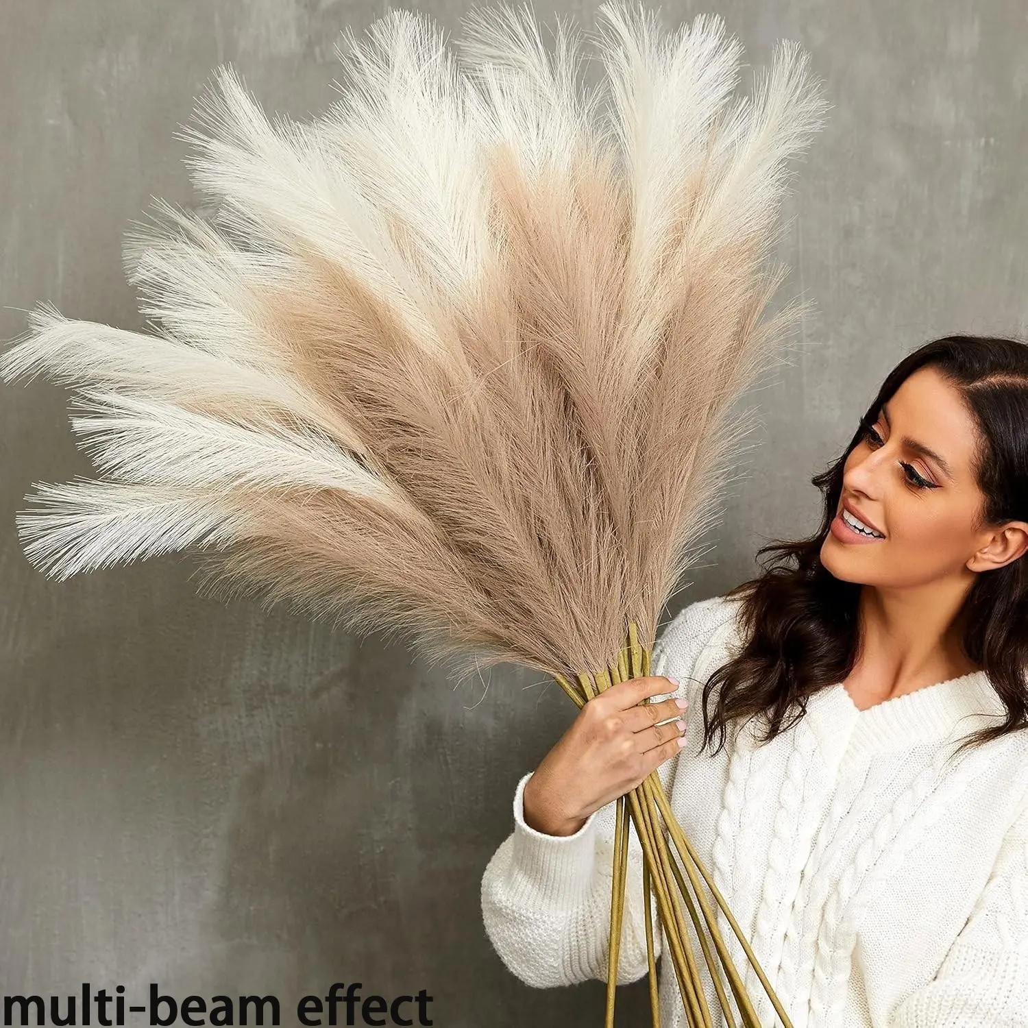 8 Bunches Decorative Artificial Pampas Grass, Bohemian Style, 29.5 Inches Faux Pampas Grass Stems, Low-Maintenance Faux Plants, Suitable for Living Room, Home Decor Accessory