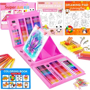 Soucolor Art Supplies, 283 Pieces Drawing Set Art Kits with Trifold Art Easel, 2 Drawing Pads, 1 Coloring Book, Crayons, Pastels, Arts Gifts Case, Coloring Set