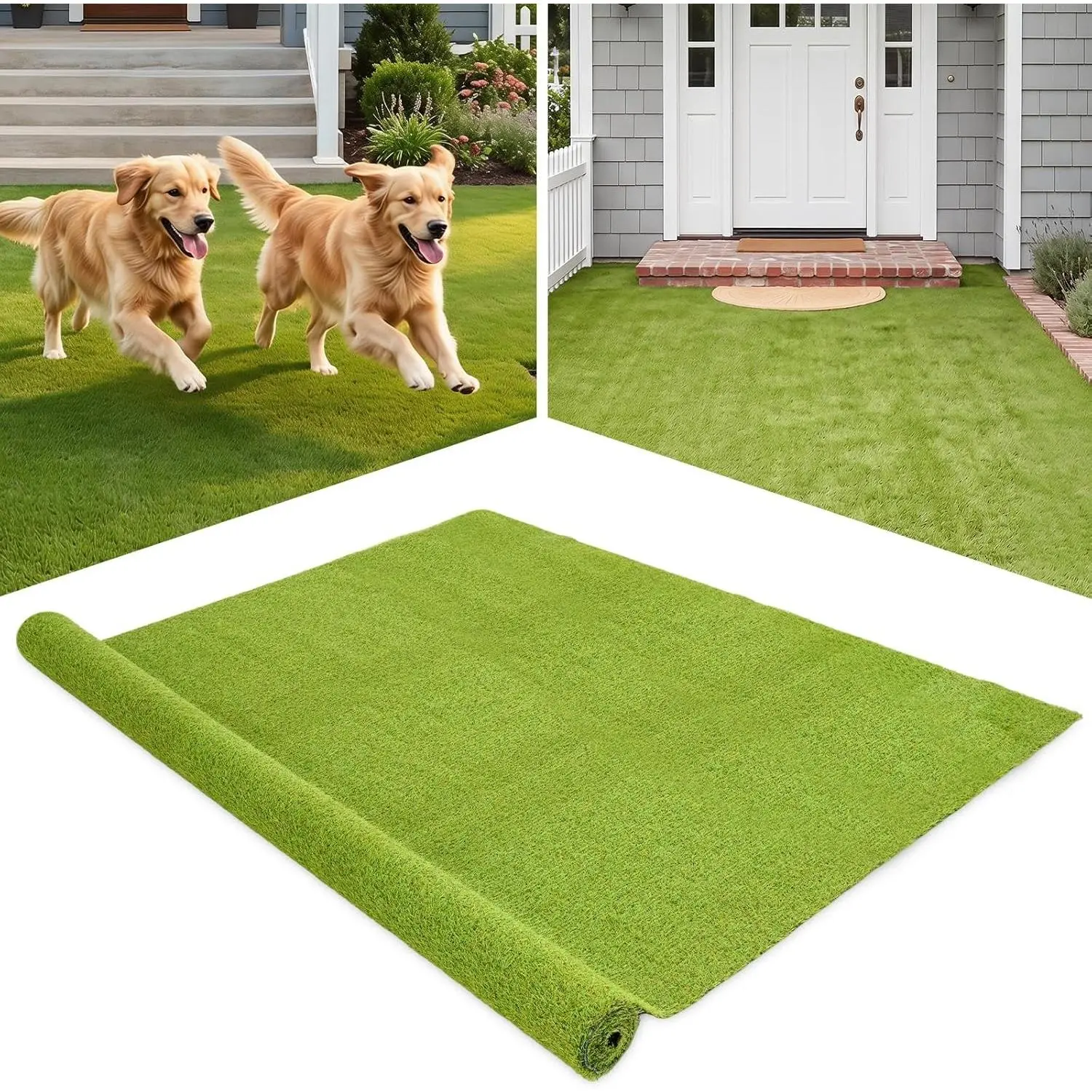 15 FT x 7 FT Artificial Grass Turf, Realistic Indoor Outdoor Garden Lawn Landscape Grass Turf with 0.75" Pile Height & Drainage Holes, Fake Faux Grass Dog Potty Pad for Patio, Lawn, Courtyard