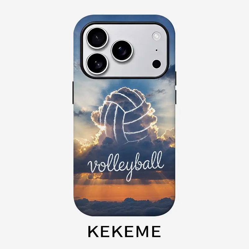 Creative pattern of cloud volleyball, stylish and unique 2-in-1 mobile phone case, durable and anti-drop, suitable for iPhone 17 16 15 14 13 12 11 Plus Pro Max Air, Samsung Galaxy S series and A series, gifts for relatives and friends