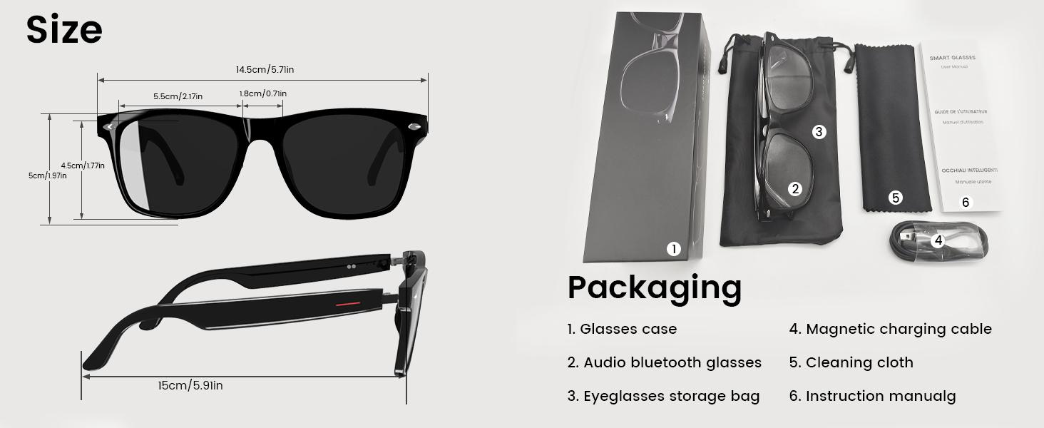 Glasses Bluetooth Audio Glasses for Men Women with Dual Stereo Speakers, Open Ear Music &HD Calling