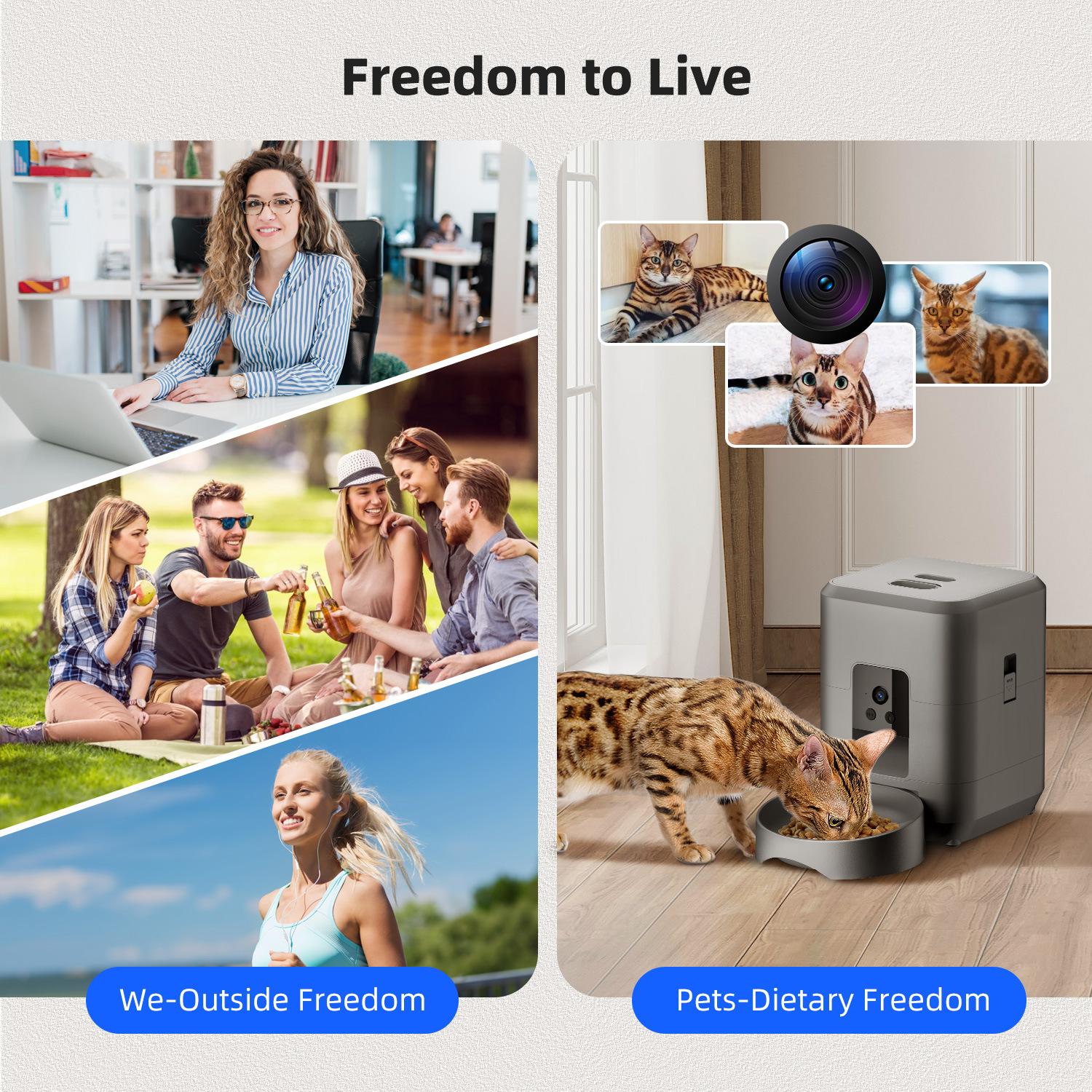 Pet Smart Feeder Automatic Timed and Quantified WiFi Remote Feeding for Dogs and Cats with Video Recording