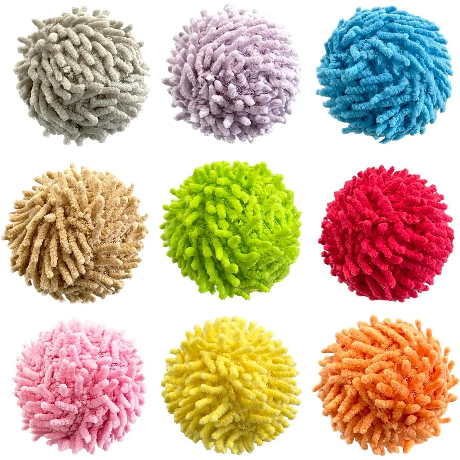 9 count Fuzzy  Ball Toys - Safe Pom Pom Balls for Indoor Cats, Kitten Chasing Toys with  (Multicolor)