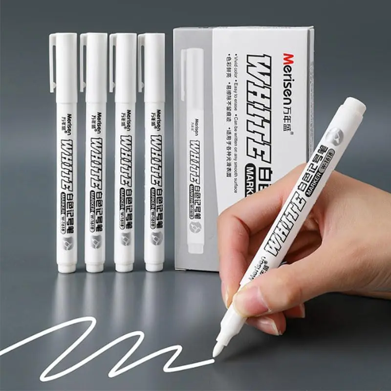 6PCS/12PCS White Oil-Based Mark Paint Marker Pens, Waterproof Permanent Office Stationery for Rock Painting, DIY Crafts & Art Projects