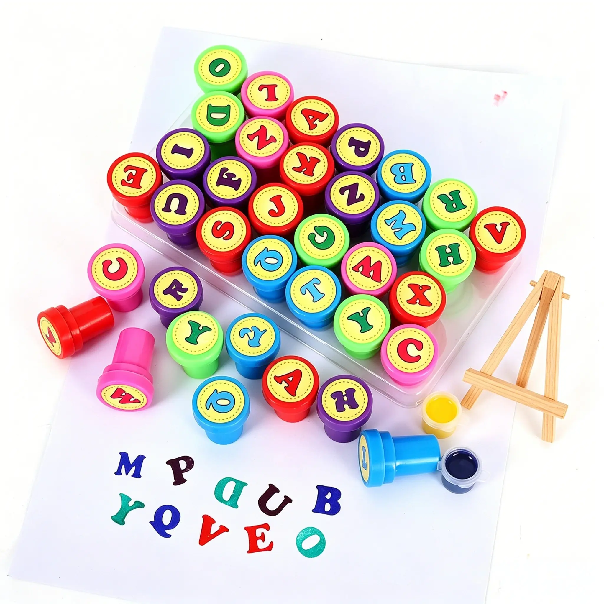 10 Cartoon Animal Stamps, 26 Letter Set, Colorful Self-Inking, No Ink Required, Early Childhood Education Tool, Kindergarten Reward Stamp Toy