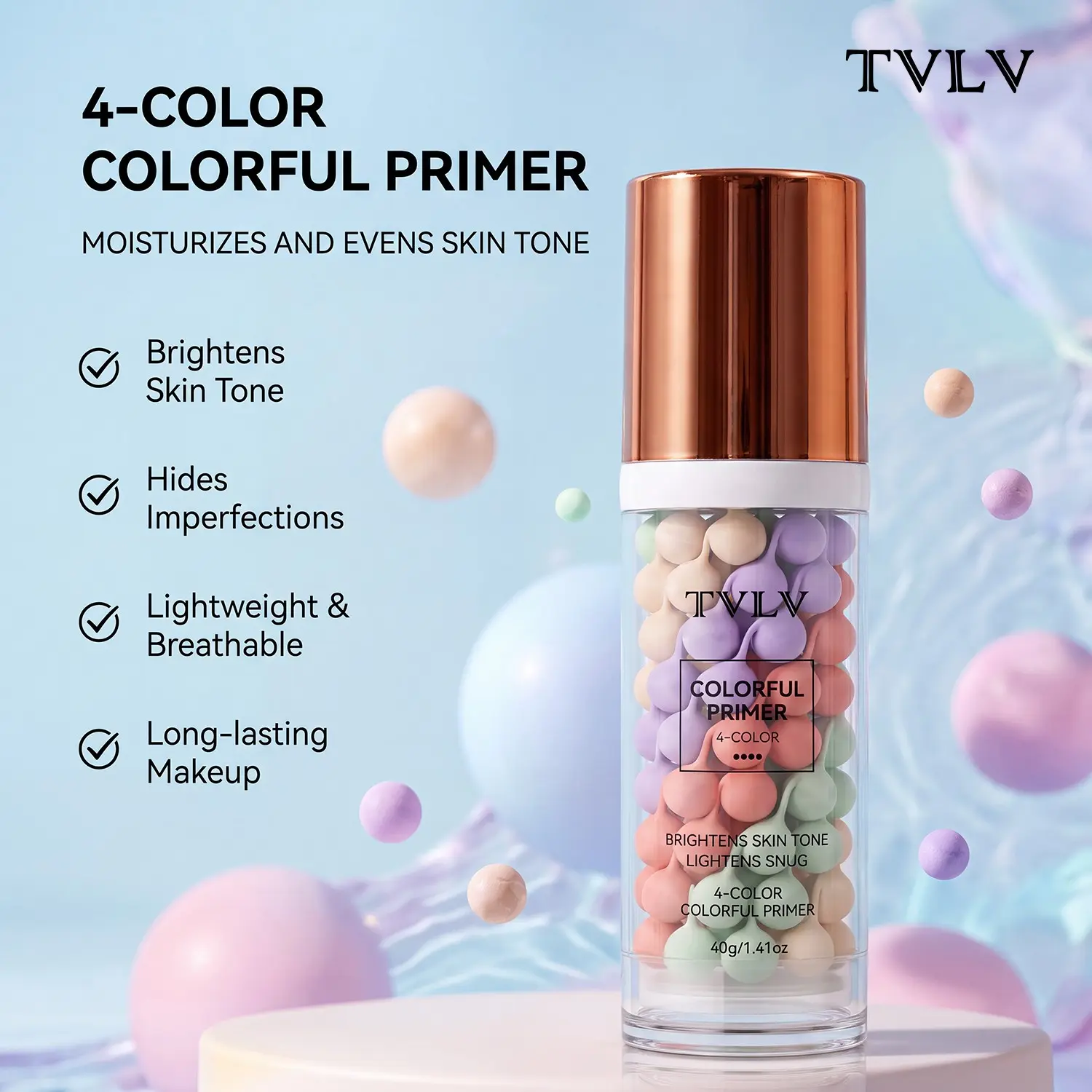 Four Color Primer, Lightweight Moisturizing, Clear Natural Brightening, Protective Foundation, 1 Piece, Ideal for Daily Use