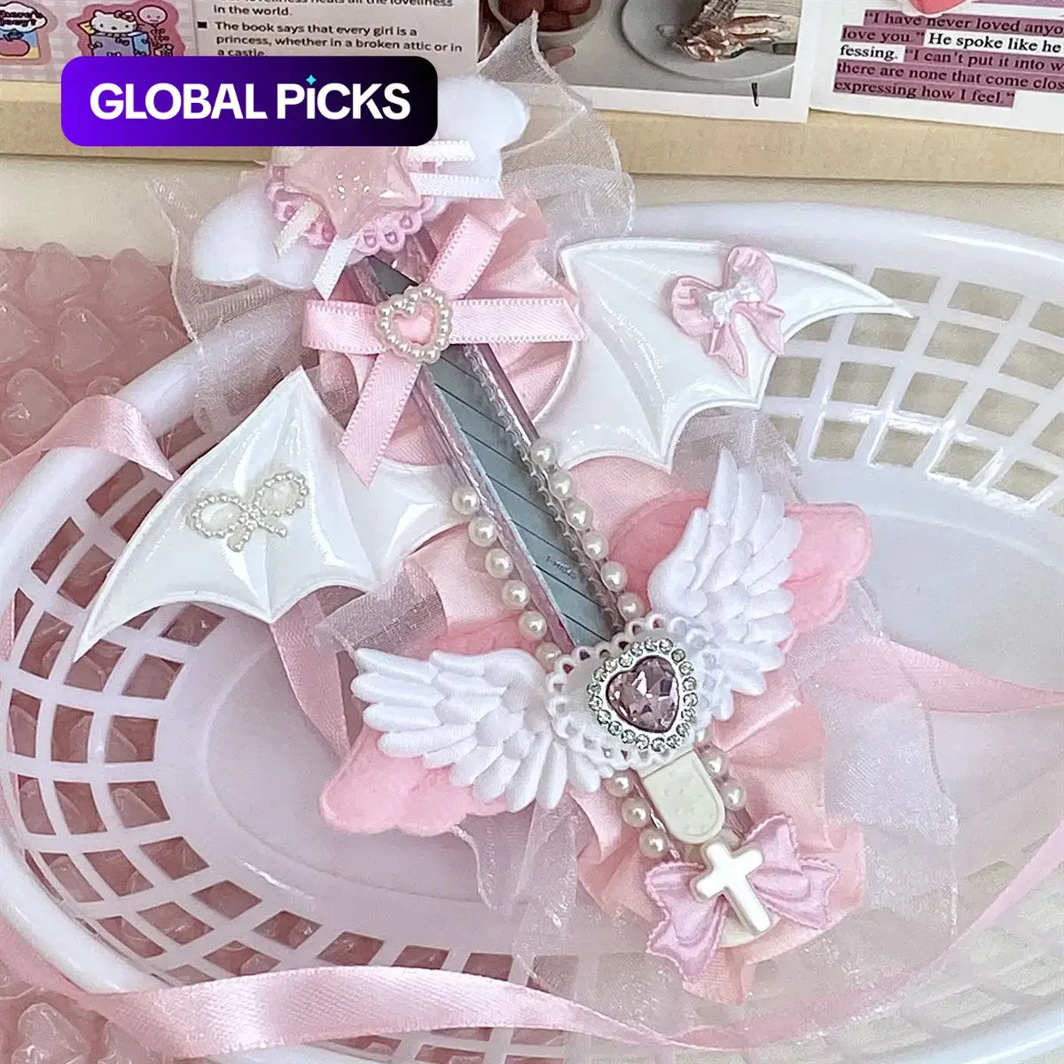 Lace Heart Decorative Letter Opener, DIY Scrapbook Tool, Craft Cutting Tool, Unique Unboxing Cutter, Paper Cutter for Journaling & Content Creation #GLOBAL PICKS