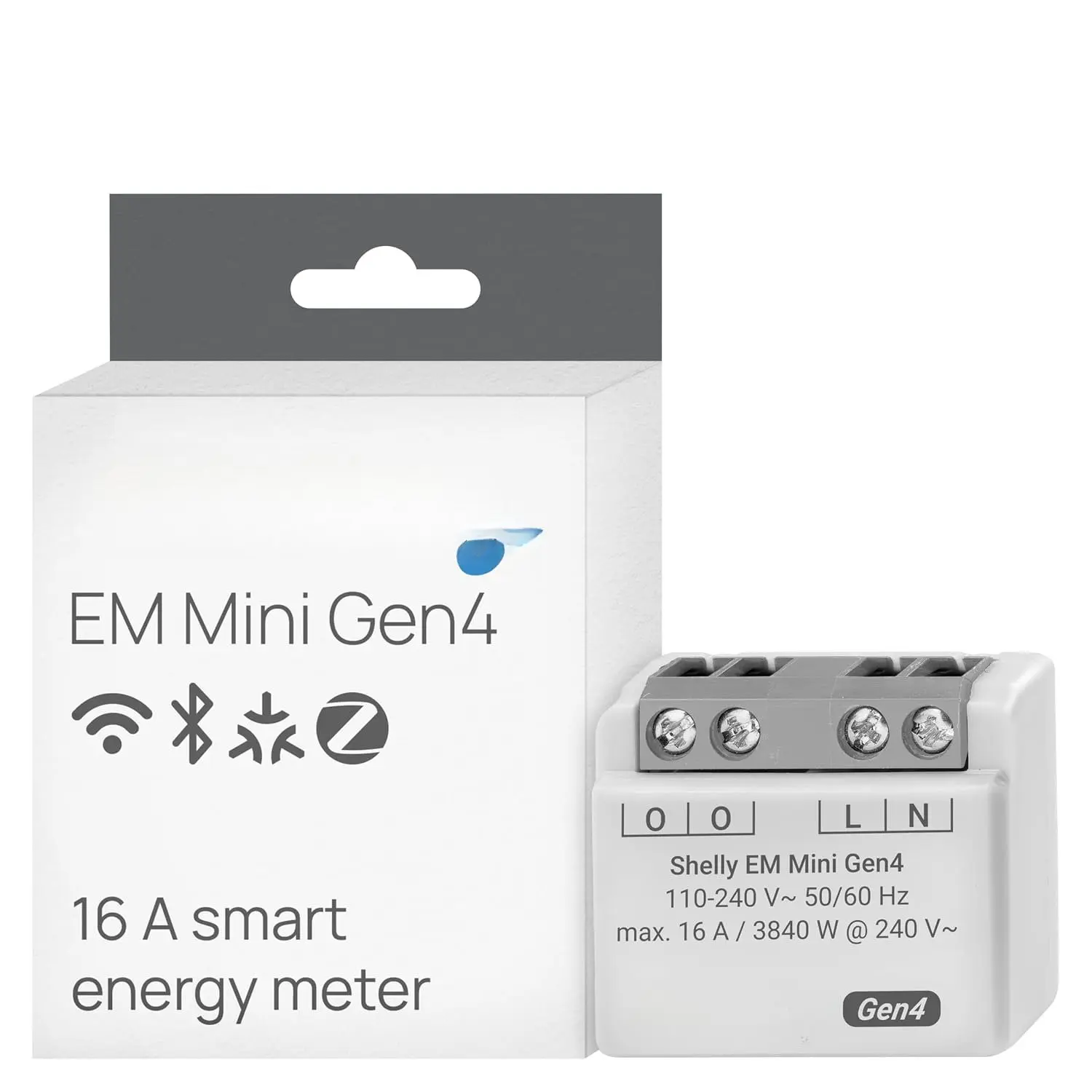 Compact EM Mini Gen4 Smart Energy Meter - Upgraded CPU, Zigbee/Matter Connectivity, 1-16A, Remote Monitoring, Automation Compatibility with Alexa, SmartThings, HomeKit, Google Assistant for Smart Home Users