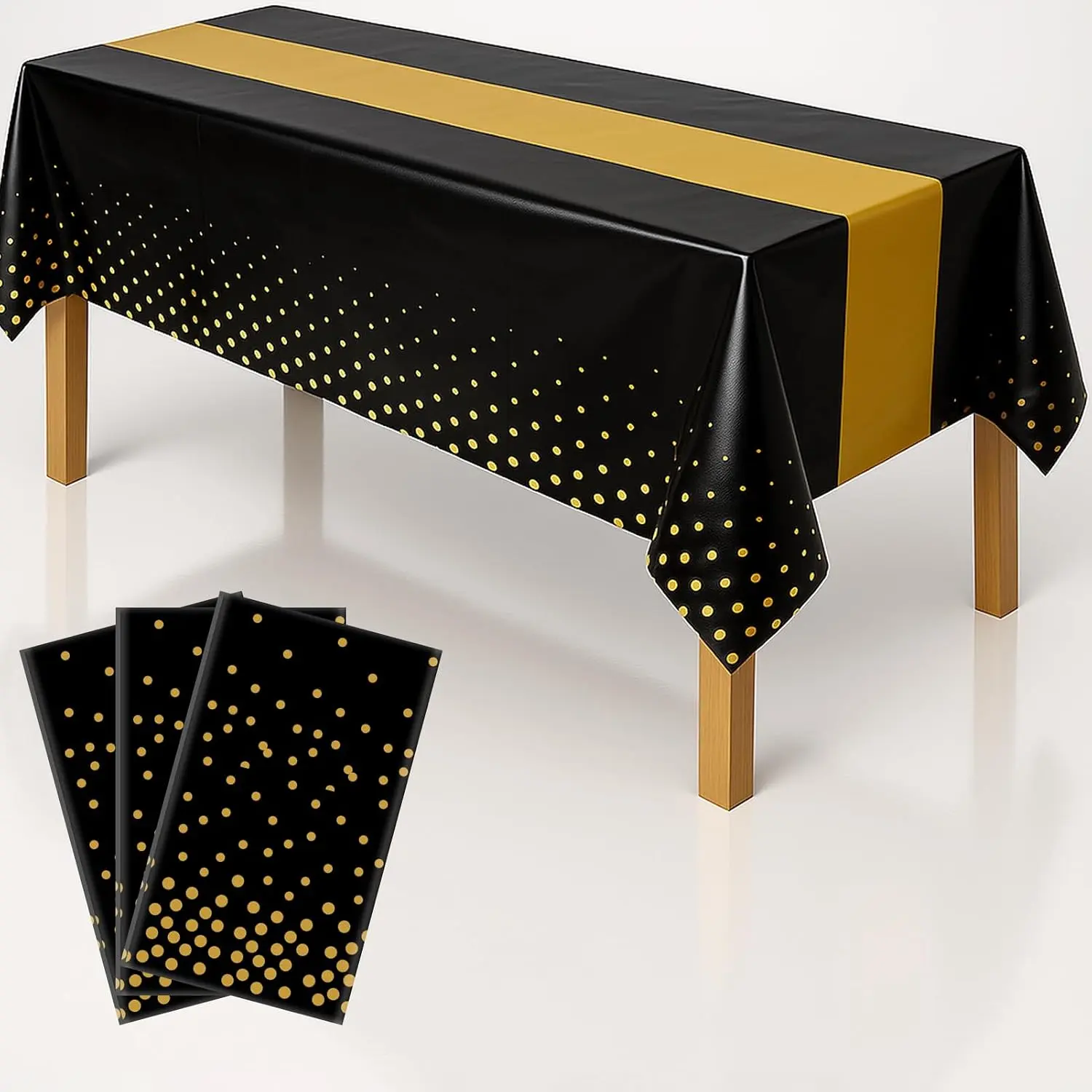 3 count Black and  Graduation Tablecloth, Graduation Decorations 2026,  Party Decorations for Rectangle Tables, 54"x108" Disposable Plastic Table Cover for Congrats Birthday Wedding