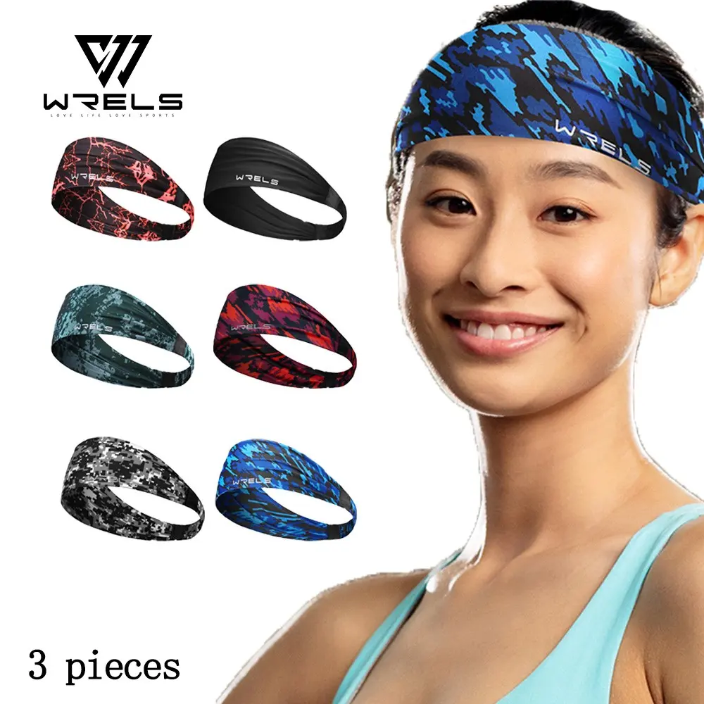 Wrels Outdoor Running Headband, Basketball Fitness Sweatproof Non-Slip Hair Tie, Custom Print Street Dance Unisex Hair Band