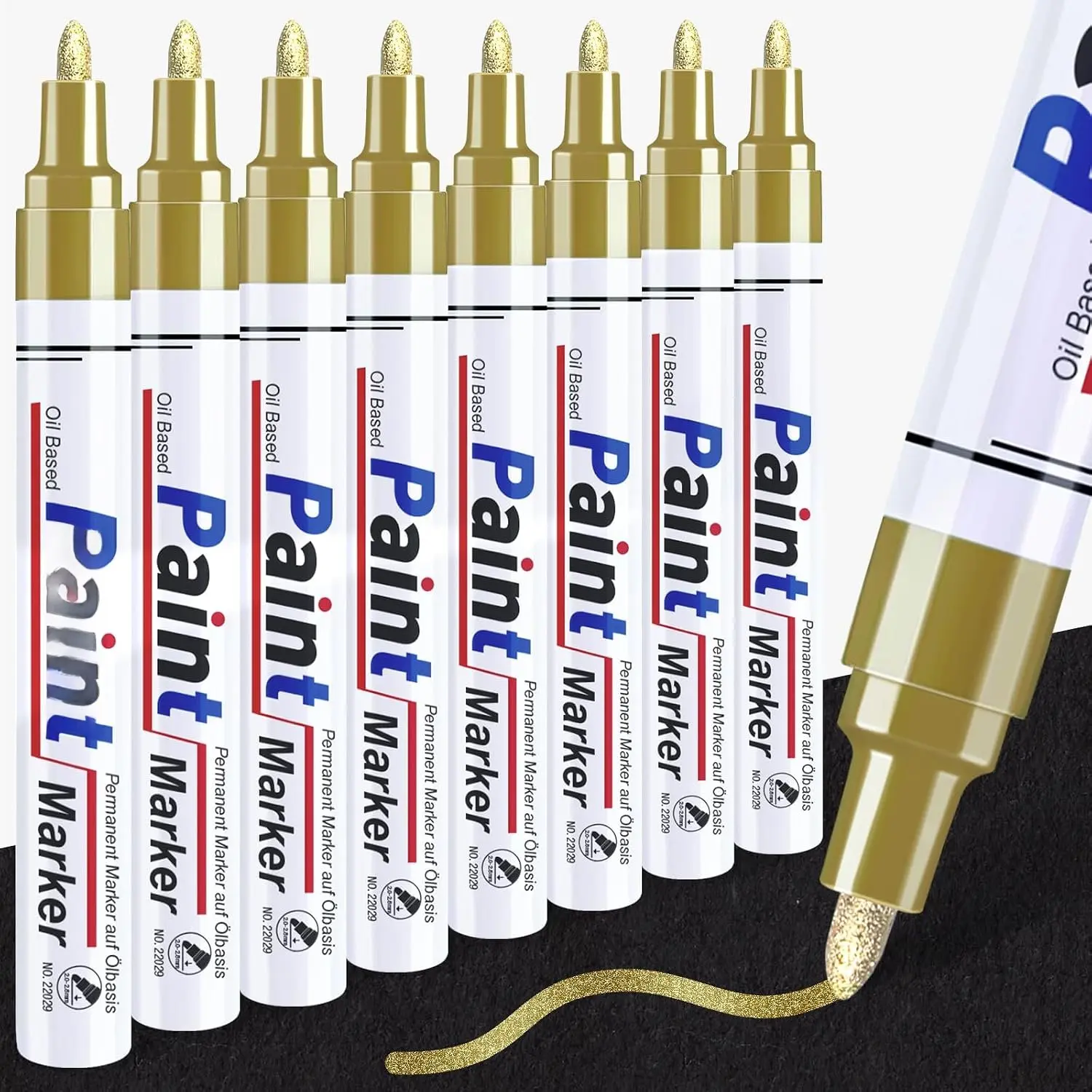 Pen  Markers - 8 Oil Based Pens Metallic Markers, Permanent Marker for Metal, Christmas Cards, Plastic, Glass, Stone, Quick Dry  Marker Medium Tip